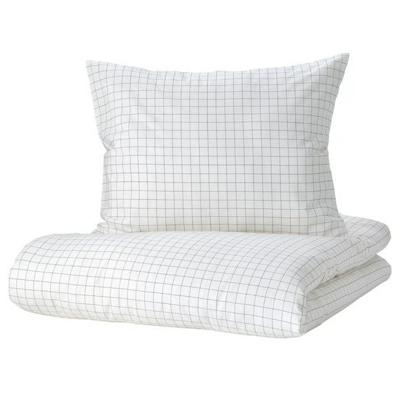 IKEA VÄNKRETS VANKRETS Duvet Cover, Check White/Yellow, Twin (705.079.44) NEW - Picture 1 of 4